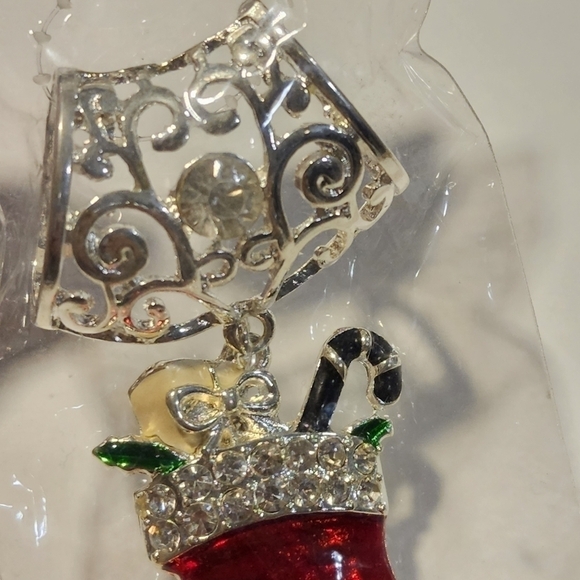 O2 Christmas bling Scarf Jewelry Santa boot enamel and Rhinestones - Picture 6 of 9